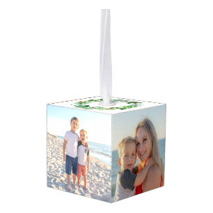 Wij houden van u Familiefoto PERSONALISEREN Kubus Ornament