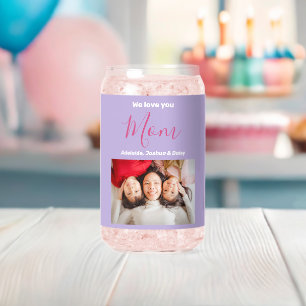 Wij houden van u mam fotonamen aangepaste partij s blikvorm glas