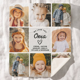 Wij houden van u OMA Family Moderne Fotocollage Fl Sherpa Deken