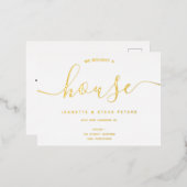 Wij kochten een huis zwart wit eenvoudig manuscrip folie uitnodiging briefkaart (Voorkant / Achterkant)