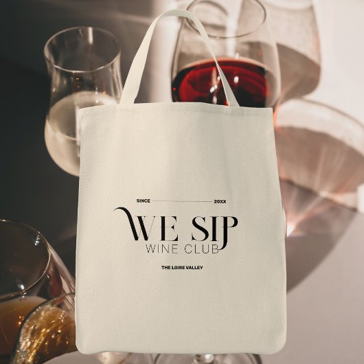 Wij nippen Wine Club Custom Crest Wine Canvas tas