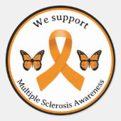 Wij ondersteunen Multiple Sclerosis Awareness Stic Ronde Sticker (Voorkant)