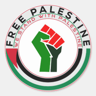 Wij staan achter Palestina, Vrij Palestina, Ronde Sticker