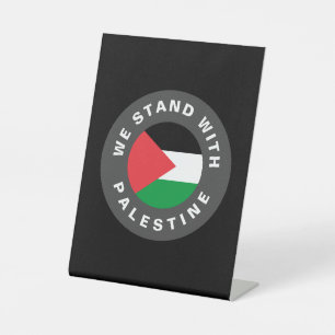 Wij staan met Palestijnse vlag aangepaste tekst zw Reclamebord Met Voetstuk