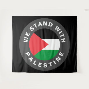 Wij staan met Palestijnse vlag en aangepaste tekst Wandkleed
