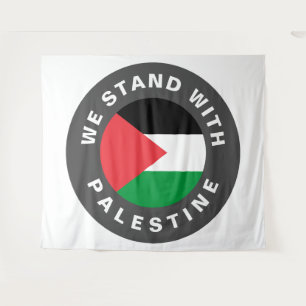 Wij staan met Palestijnse vlag en aangepaste tekst Wandkleed