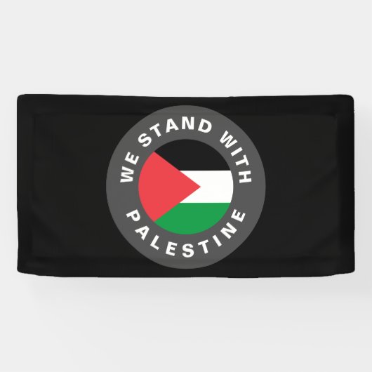 Wij staan met Palestina aangepaste tekst vlag zwar Spandoek (Horizontaal)