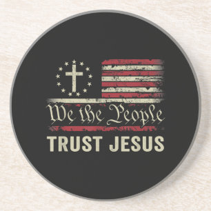 Wij The People Trust Jesus - Verenigde Staten - Ch Zandsteen Onderzetter