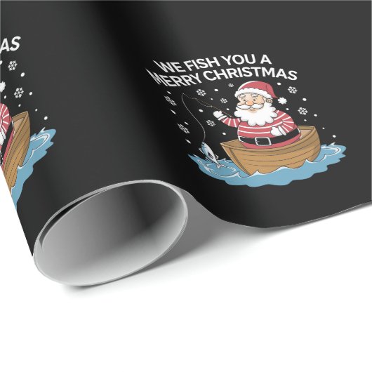 Wij vissen u een vrolijke kerstvisser Gevist Cadeaupapier (Rol Hoek)