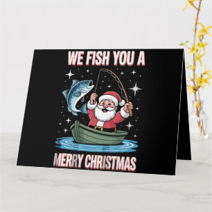 Wij vissen u een vrolijke Xmas visser Vist Santa Kaart