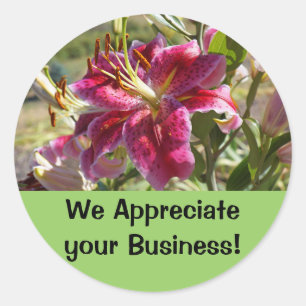 Wij waarderen uw bedrijfstickers Lily Flower Ronde Sticker