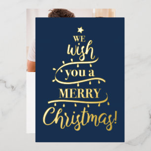 Wij wensen jullie een prettig kerstboom familie fo folie feestdagenkaart