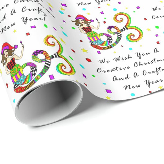 Wij wensen u een creatieve kerstzeemeermin cadeaupapier (Rol Hoek)