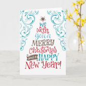 Wij wensen u een prettig kerstfeest en een gelukki kaart (Gele Bloem)