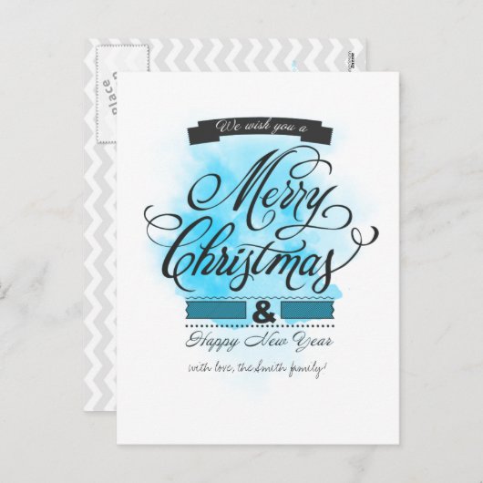 Wij wensen u een prettig kerstfeest en gelukkig ni feestdagenkaart (Voorkant / Achterkant)