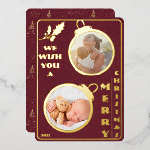 Wij wensen u een prettige kerstdag   Twee unieke f Folie Feestdagenkaart