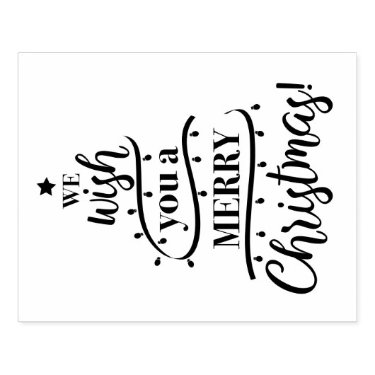 Wij wensen u een vrolijk kerstboomontwerp 	rubberstempel (Afrduk)