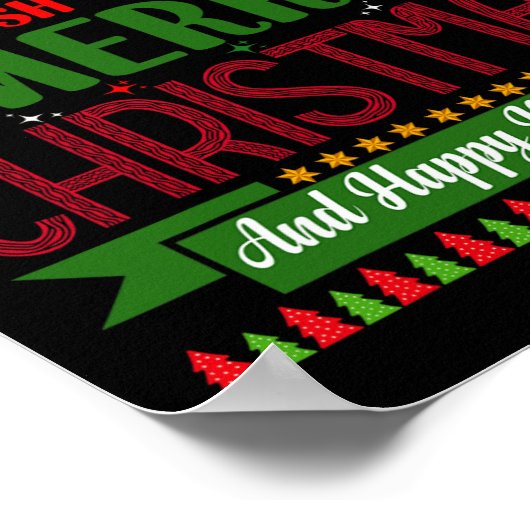 Wij wensen u een vrolijk kerstfeest en een gelukki poster (Hoek)