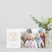 Wij wensen u een vrolijk kerstfeest | Gold Script Feestdagenkaart (Staand voorkant)