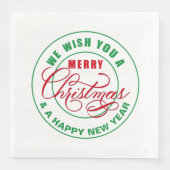 Wij wensen u een vrolijk kerstfeest rood en groen servet (Voorkant)