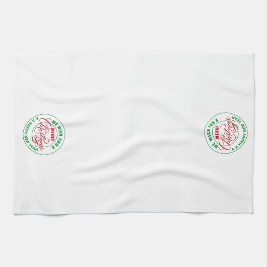 Wij wensen u een vrolijk kerstfeest rood en groen theedoek (Horizontaal)