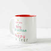 "Wij wensen u een vrolijk kerstfeest" Tweekleurige Koffiemok (Voorkant links)