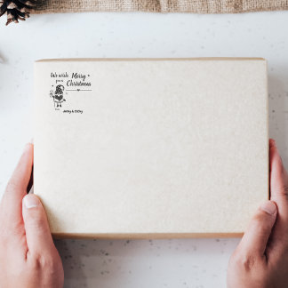 Wij wensen u een vrolijk kerstgnoom cadeau label rubberstempel