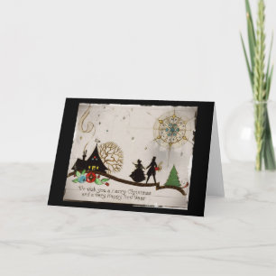 Wij wensen u een Vrolijk Silhouet van Kerstmis Feestdagen Kaart