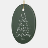 Wij wensen u een vrolijke kerst groene vakantie fo keramisch ornament (Links)