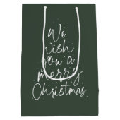 Wij wensen u een vrolijke kerst leuke groene vakan medium cadeauzakje (Achterkant)