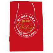 Wij wensen u een vrolijke kerst rode aangepaste na medium cadeauzakje (Voorkant)