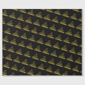 Wij wensen u een vrolijke kerst zwart & geel cadeaupapier (Vlak)