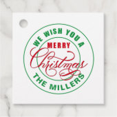 Wij wensen u een vrolijke kersttekst bedankjes labels (Voorkant)