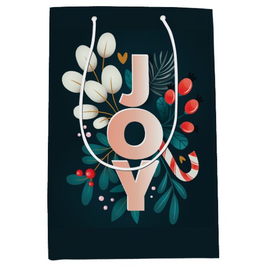 Wij wensen u JOY, kerstsnoepriet en olievlek Medium Cadeauzakje (Voorkant)