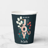 Wij wensen u JOY, kerstsnoepriet en olievlek Papieren Bekers (Achterkant)