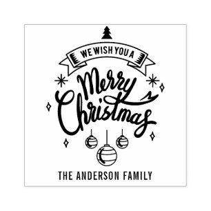 "Wij wensen u Vrolijke Kerstmis " Rubberstempel