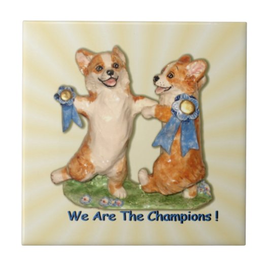 Wij zijn de Champions Corgi Tile Tegeltje (Voorkant)