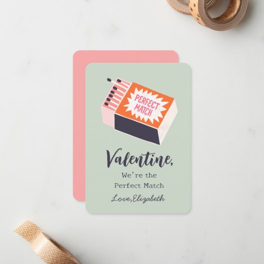 Wij zijn de Perfect Match Kinder Valentijnsdag Notitiekaartje (Voorkant / Achterkant in situ)