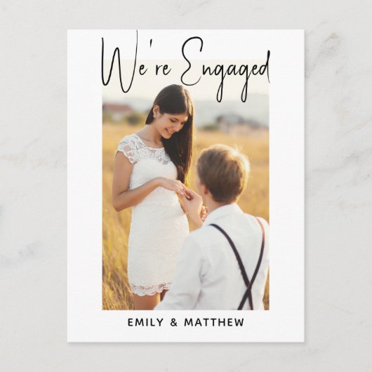 Wij zijn Engaged Simple Script Photo Engagement Pa Briefkaart (Voorkant)