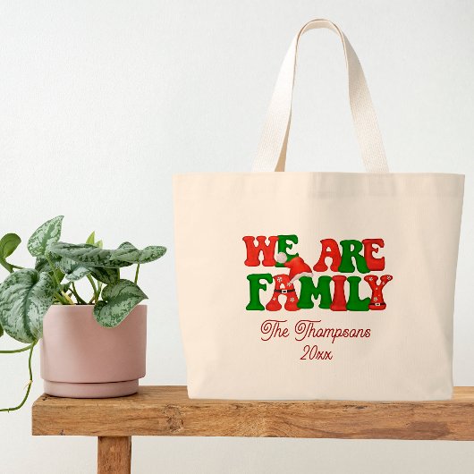 Wij zijn familie gepersonaliseerde matching kerst grote tote bag