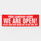Wij zijn open retail en food business signage spandoek (Horizontaal)