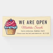 Wij zijn open Schattigee Cupcake Snoepjes Dessert  Spandoek (Horizontaal)