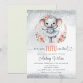 Wij zijn Tutu Excited Elephant Baby shower Kaart (Voorkant / Achterkant)