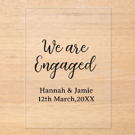 Wij zijn Verloofd naam datum kalligrafie stylish Acryl Uitnodigingen