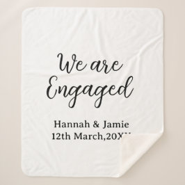 Wij zijn verloofd naam datum kalligrafie stylish sherpa deken