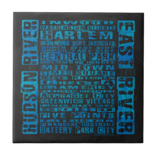 Wijken in NYC Blauw Tegeltje