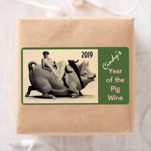 Wijn Antiek Fun Lady & Varkensetiketten Personalis Etiket (Insitu)