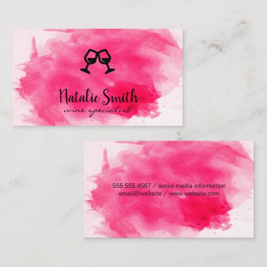 Wijn | Aquarel | Proost Visitekaartje (Voorkant / Achterkant)