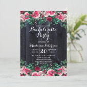 Wijn Blush & Navy Bachelorette Party Uitnodiging (Staand voorkant)