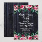 Wijn Blush & Navy Bachelorette Party Uitnodiging (Voorkant / Achterkant)